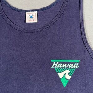 Vintage Hawaii Tank Top Shirt Mens L Navy Blue‎ Delta Tag Made in USA Surf 90s